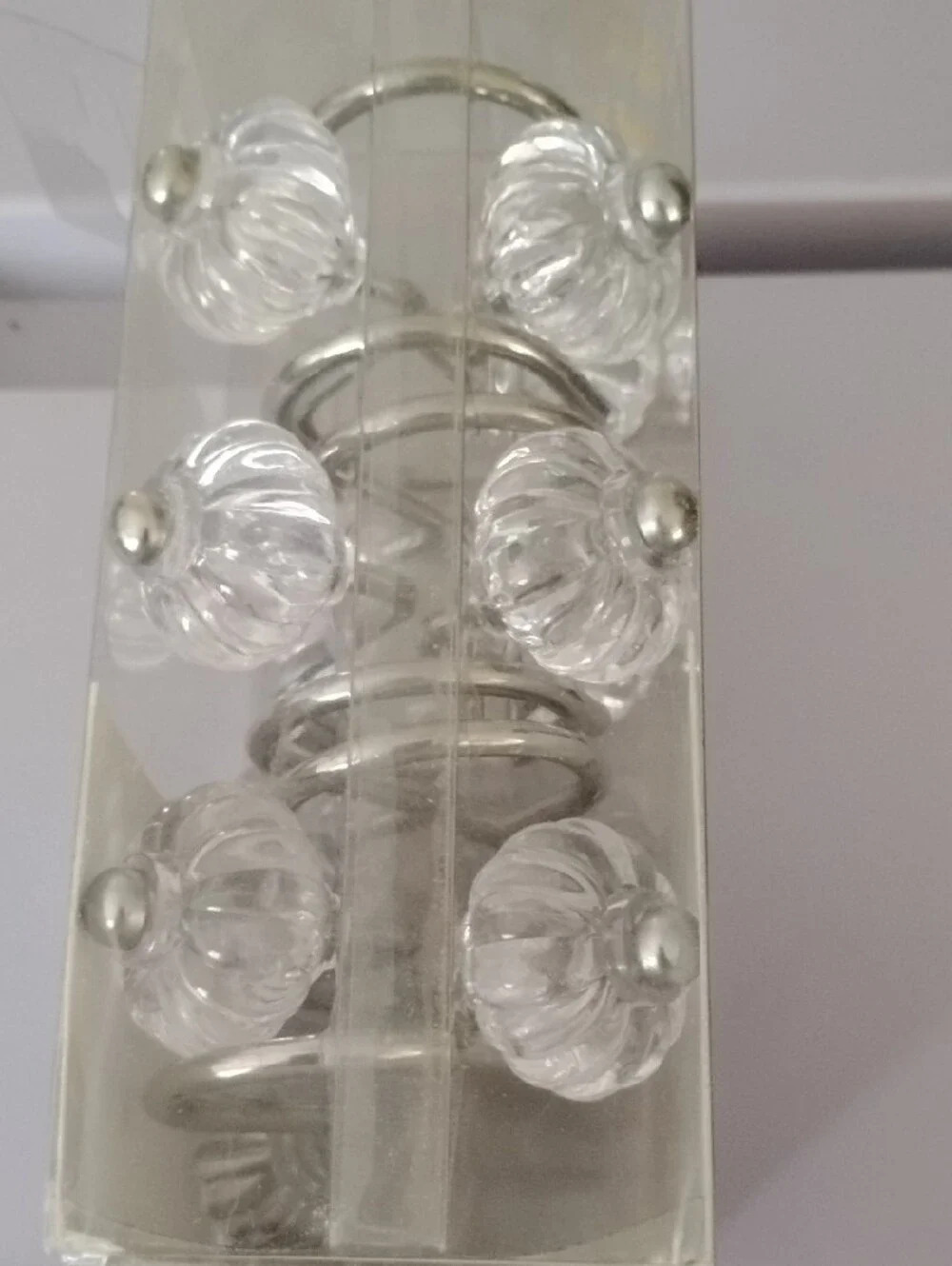 Clear Acrylic Flower Shower Hooks with Silver Accents - Pack of 12